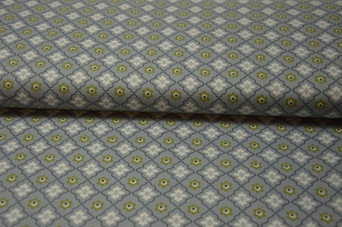 Baumwolle "Sunday" Blumen Muster rauchblau